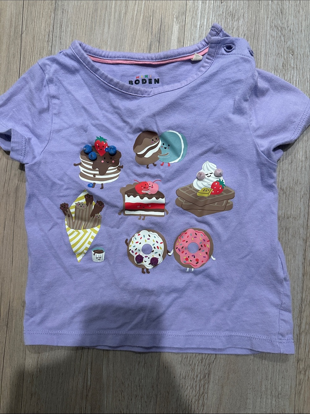 Boden Lavender Short-Sleeve Tee with Dessert Characters